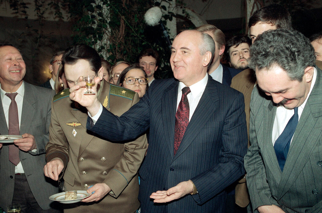 1991年12月，戈尔巴乔夫在莫斯科的告别晚会上