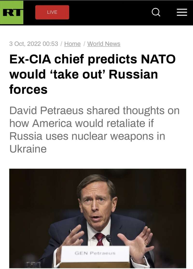 CIA前局长：如俄使用核武 北约将消灭俄在乌全部军队