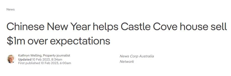 一幢位于悉尼Castle Cove的6居室住宅就成功的以498万澳元的价格成交