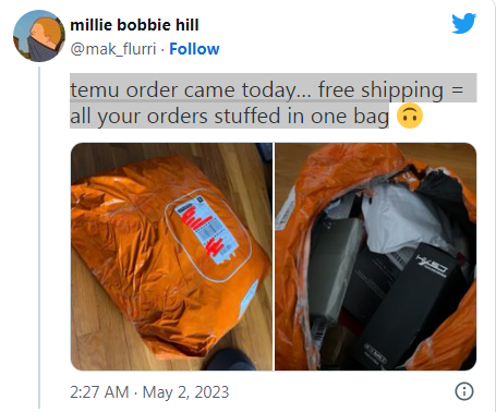 Temu的订单今天到啦，免运费=你所有的订单都装在一个袋子里