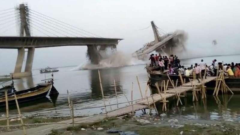 印度比哈尔邦在建的横跨恒河的阿格瓦尼-苏丹甘吉大桥再次发生坍塌